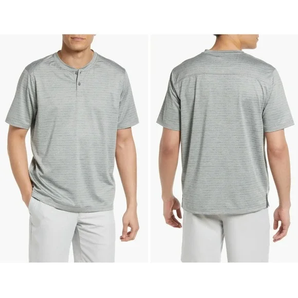 Tommy Bahama Wave Crest Henley T Shirt Men XL Grey IslandZone Performance NWOT - Picture 1 of 9